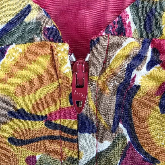 Depeche Mode Dress Womens Size 14 Red Yellow Floral Halter Maxi Rayon Made USA - Picture 9 of 10